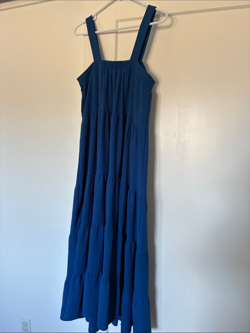 Blue Tiered Sundress with Wide Straps